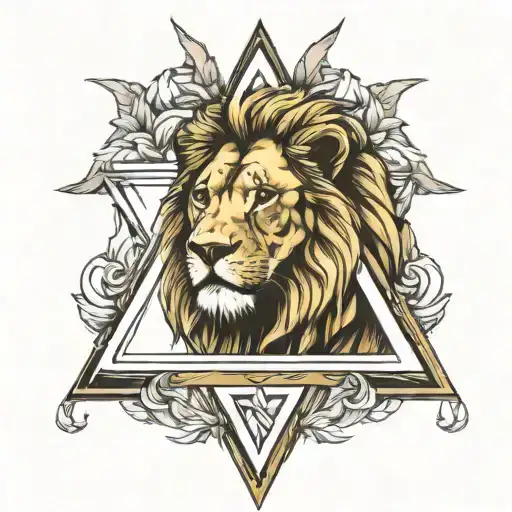 lion inside a triangle tattoo design idea