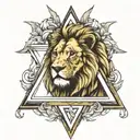 lion inside a triangle tattoo design idea