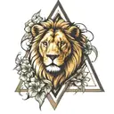 lion inside a triangle tattoo design idea
