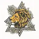 lion inside a triangle tattoo design idea