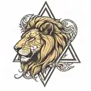 lion inside a triangle tattoo design idea