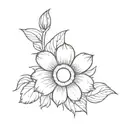 Bear paw with a daisy flower oneliner  tattoo design idea
