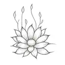 Bear paw with a daisy flower oneliner  tattoo design idea