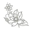 Bear paw with a daisy flower oneliner  tattoo design idea