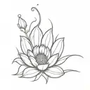 Bear paw with a daisy flower oneliner  tattoo design idea