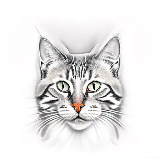 orange cat  tattoo design idea