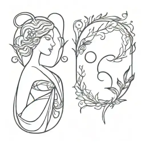 combined virgo and aquarius zodiac sign tattoo design idea
