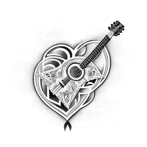 guitar love tattoo design idea