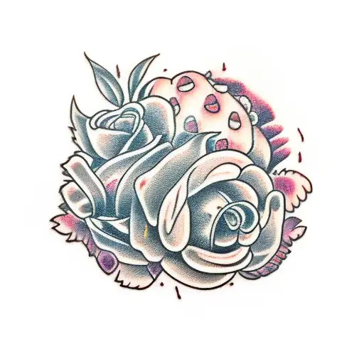 monster strawberry tattoo design idea