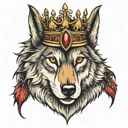 wolf king crown tattoo design idea