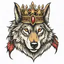 wolf king crown tattoo design idea
