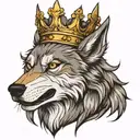 wolf king crown tattoo design idea
