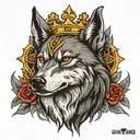 wolf king crown tattoo design idea