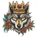 wolf king crown tattoo design idea