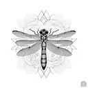 dragonfly witj flower tattoo design idea