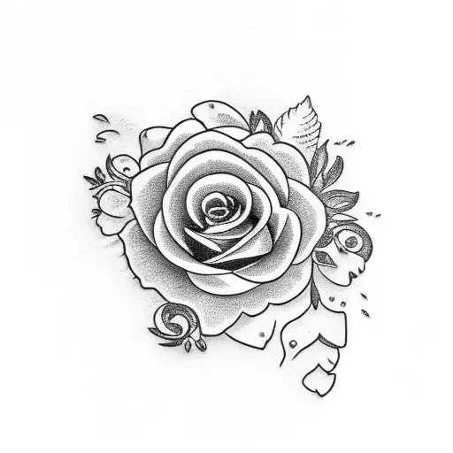 initials with flowers on ring finger tattoo design idea