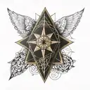 coffin and wind rose  tattoo design idea