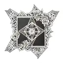 coffin and wind rose  tattoo design idea