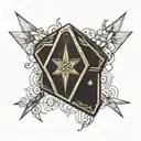 coffin and wind rose  tattoo design idea