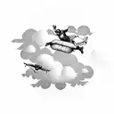 A skydiver soaring through the clouds tattoo design idea