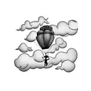 A skydiver soaring through the clouds tattoo design idea