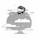 A skydiver soaring through the clouds tattoo design idea