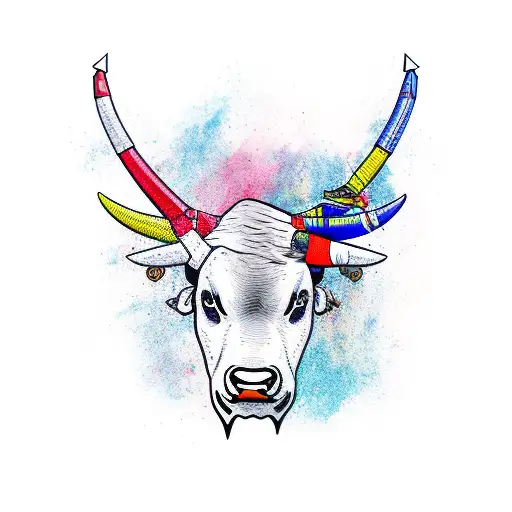 bull hawk and tomahawk  tattoo design idea