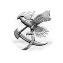 hawk and tomahawk axe tattoo design idea