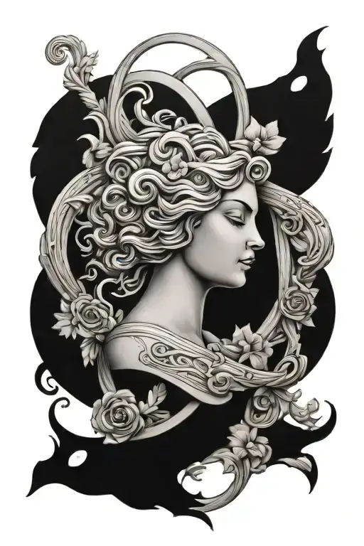 Aphrodite symbols intertwined tattoo design idea