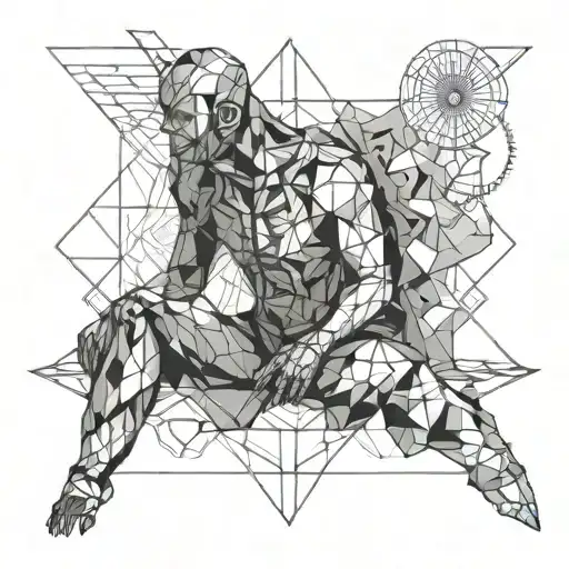 time space god figure surrounded tattoo design idea