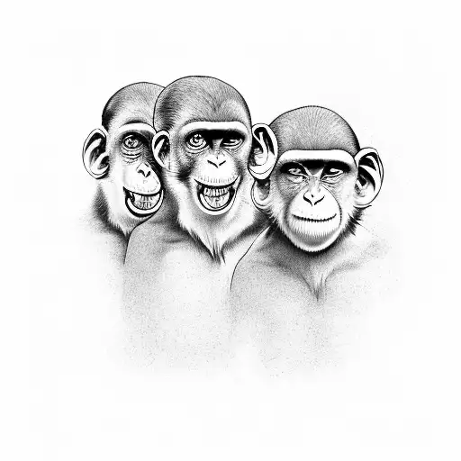 Hear no evil, Speak no evil, See no evil. 3 monkeys tattoo design idea