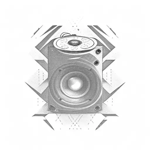 A tattoo of a Hifi speaker blasting the song 'No Tomorrow' by Orson, with the lyrics incorporated into the design. tattoo design idea