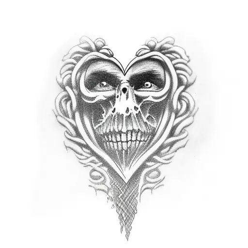 love heart ugly head tattoo design idea