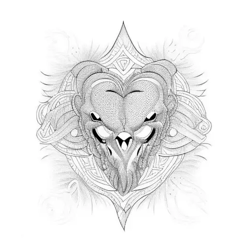 love heart ugly head tattoo design idea