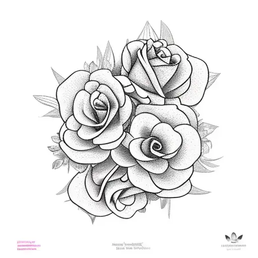 flower garden with pink roses, aster, orange begonias tattoo design idea