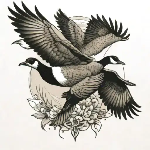 Canada geese flying tattoo design idea