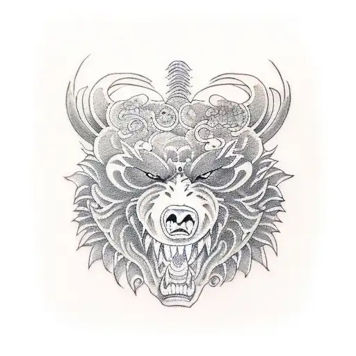 demon bear tattoo design idea