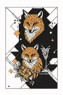 fox and owl geometric shapes tattoo design idea