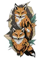 fox and owl geometric shapes tattoo design idea