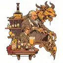 bar scene tattoo design idea