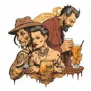 bar scene tattoo design idea