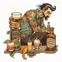 bar scene tattoo design idea