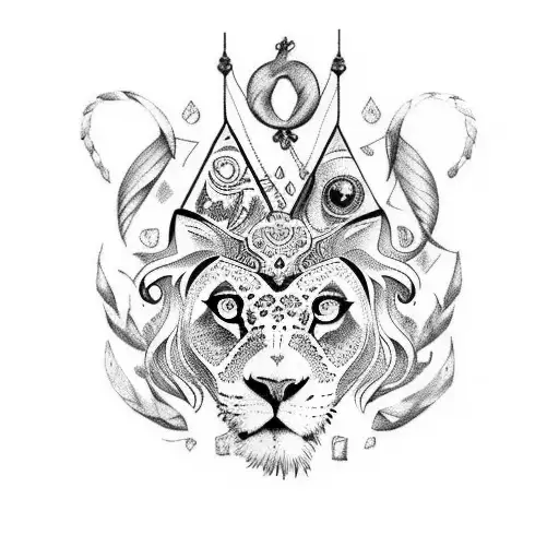 Design a tattoo that features a jaguar, macaw, eagle, and lion in a unique composition tattoo design idea