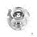 Create a tattoo design that combines an astronaut with outer space and worlds tattoo design idea