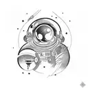 Create a tattoo design that combines an astronaut with outer space and worlds tattoo design idea