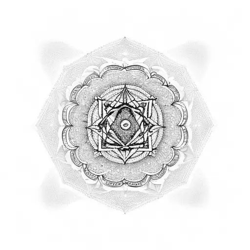 7 chakras with geometric pattern  background tattoo design idea