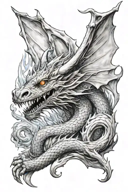 ice, dragon, magic tattoo design idea