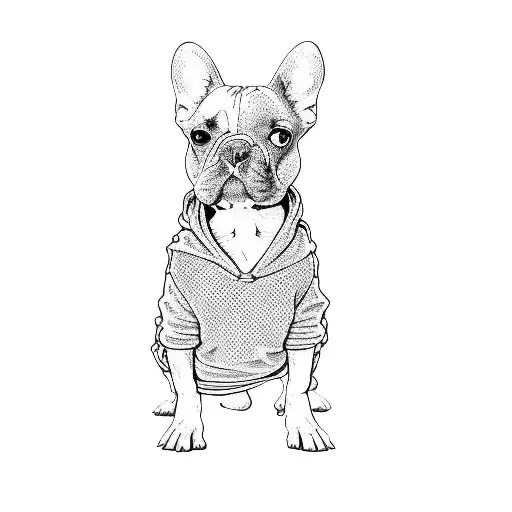 a french bulldog wearing a hoodie tattoo design idea