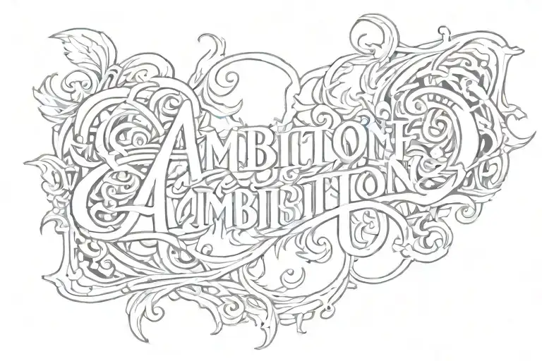 Flame of ambition lettering tattoo design idea