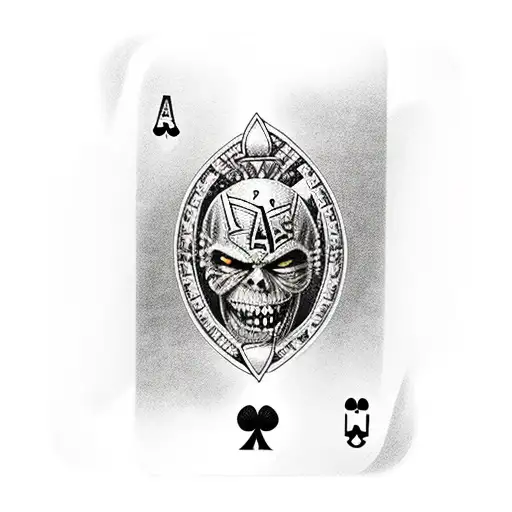 iron maiden eddie inside of an ace of hearts playing card tattoo design idea